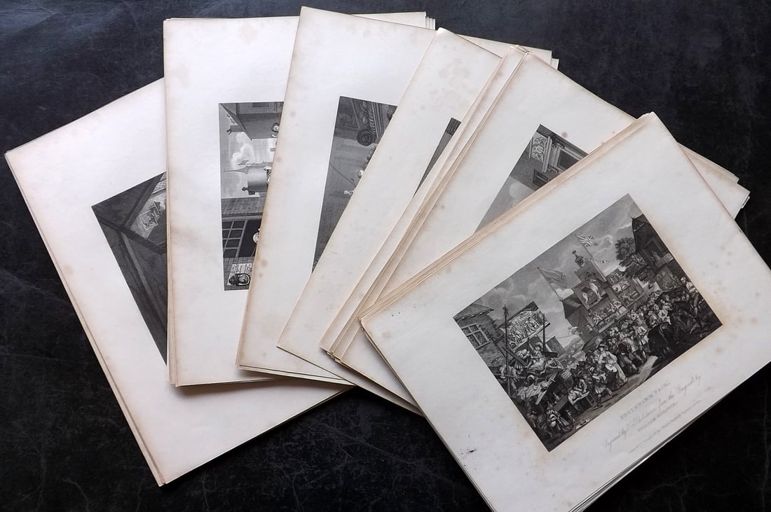 Hogarth, William 1833 Lot of 50 Antique Satire Prints (1 of 10)