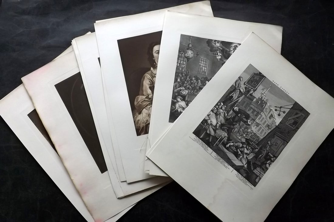 After William Hogarth 1902 Lot of 18 Prints incl Beer St & Gin Lane (1 of 6)