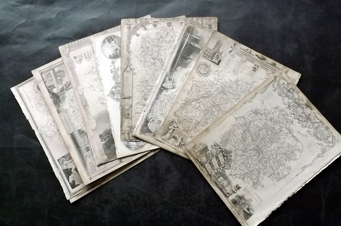Moule, Thomas C1835 Lot of 12 British County Maps (1 of 4)
