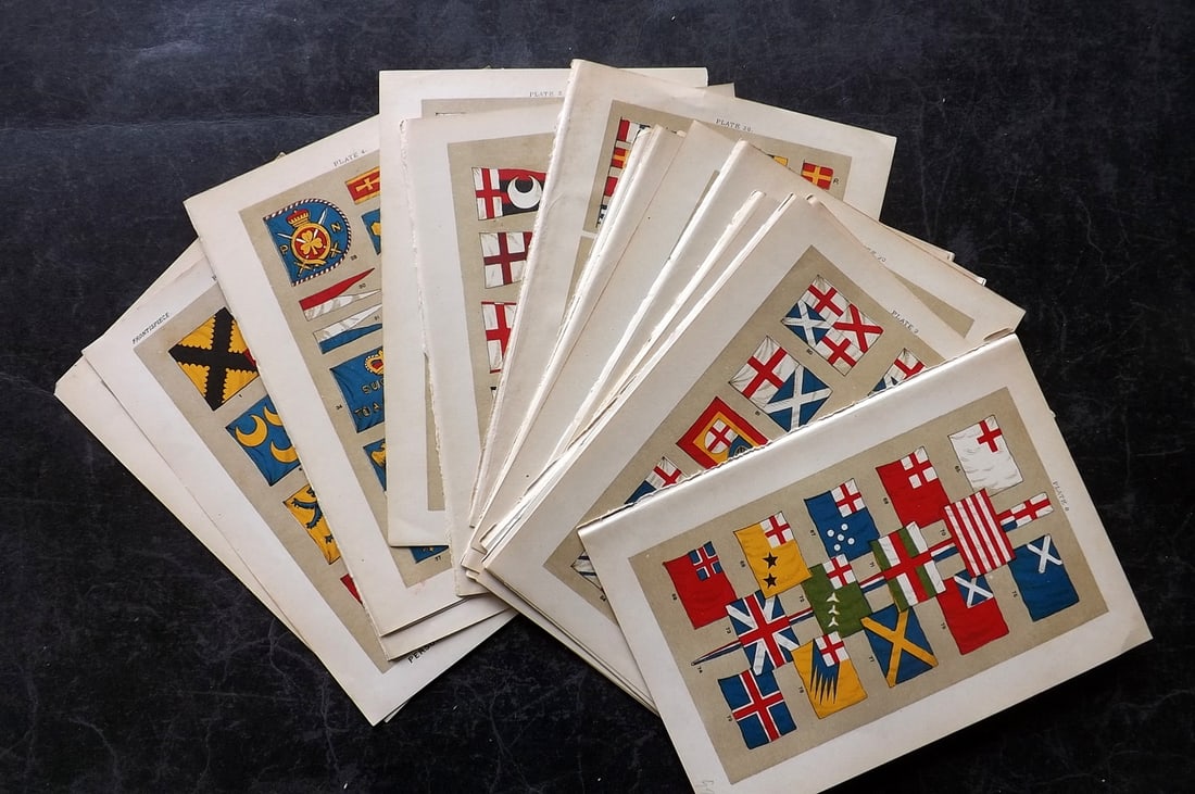 Hulme, F. Edward 1897 Lot of 23 Antique Flag Prints (1 of 4)