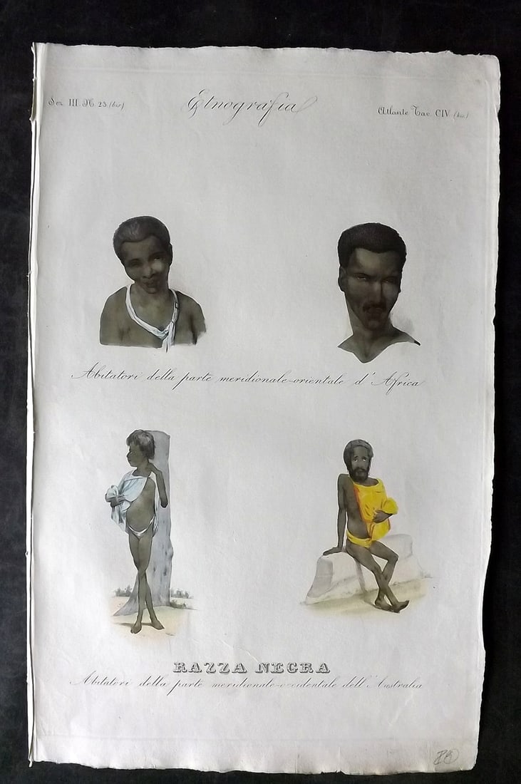 Marmocchi, F. C. 1845 Folio HCol Print. Australia Aborigines & Africa Natives 1048 (1 of 2)