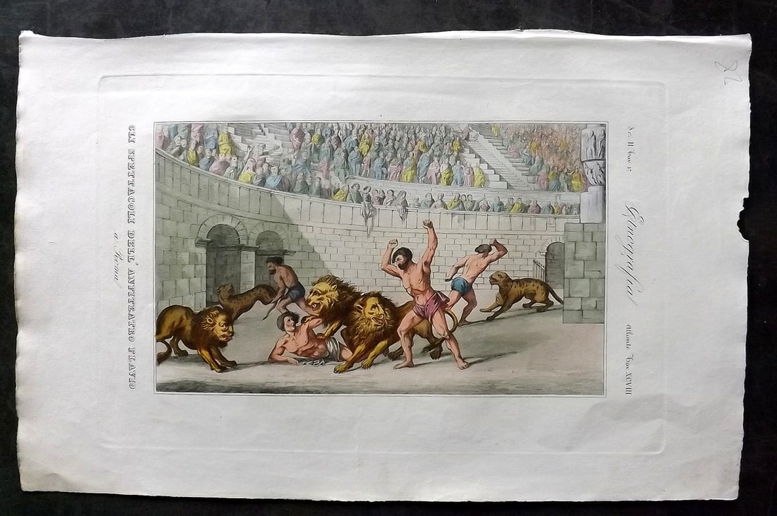 Marmocchi, F. C. 1845 Folio HCol Print. Roman Gladiators 98 (1 of 2)