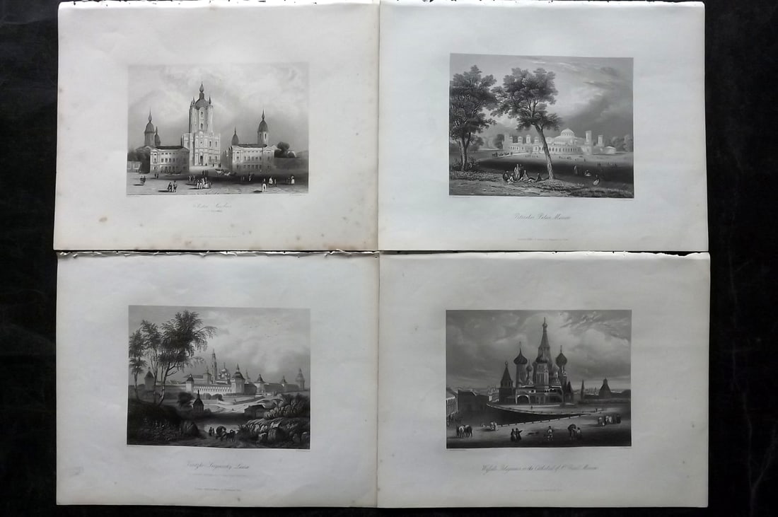 Payne 1847 Lot of 4 Steel Engraved Views. Russia - Moscow St. Petersburg (1 of 2)