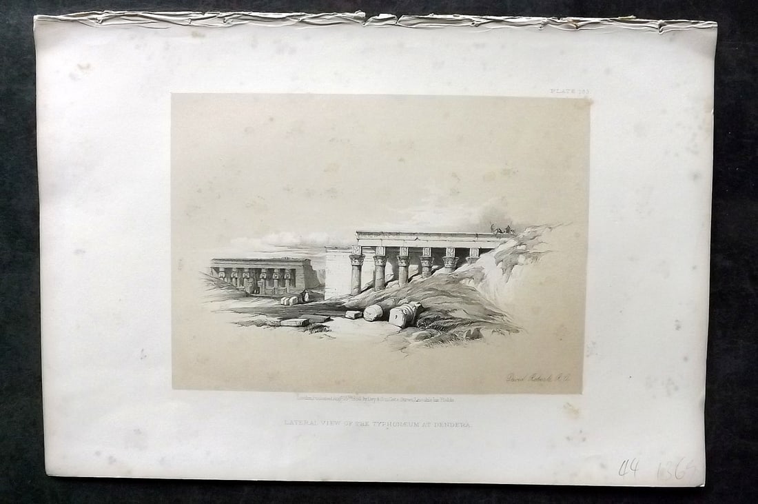 Roberts, David 1856 Print. Lateral View of the Typhonaeum 193: Lithograph Published 1855-6 by Day & Son, London for "The Holy Land, Syria, Idumea, Arabia, Egypt & Nubia" Second Edition (First Quarto Edition) by David Roberts. Paper Size: 11.5 x 8 inch (29 x 20cm)