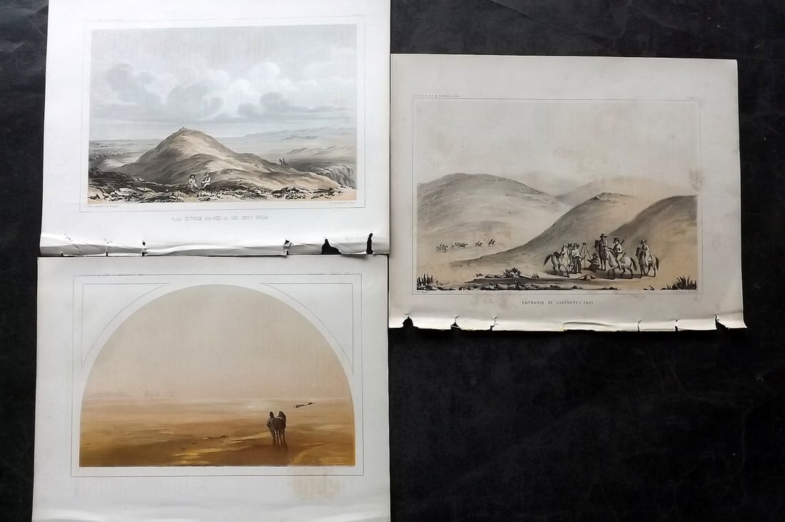 Williamson, Lieut. R. S. 1856 Lot of 3 Prints of California: Lithograph Published 1853-61, Washington for "Reports of explorations and surveys, to ascertain the most practicable and economical route for a railroad from the Mississippi River to the Pacific Ocean