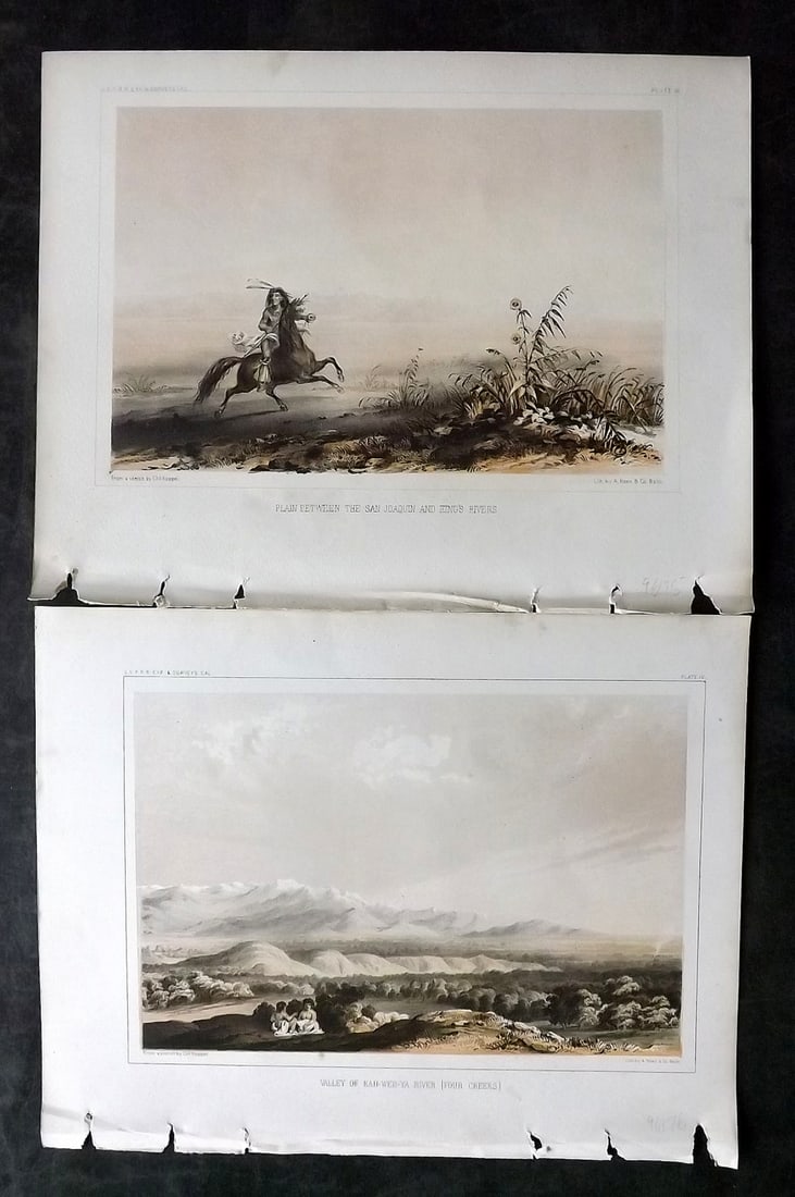 Williamson, Lieut. R. S. 1856 Pair of Prints of California: Lithograph Published 1853-61, Washington for "Reports of explorations and surveys, to ascertain the most practicable and economical route for a railroad from the Mississippi River to the Pacific Ocean
