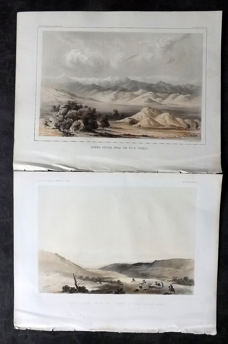 Williamson, Lieut. R. S. 1856 Pair of Prints of California: Lithograph Published 1853-61, Washington for "Reports of explorations and surveys, to ascertain the most practicable and economical route for a railroad from the Mississippi River to the Pacific Ocean