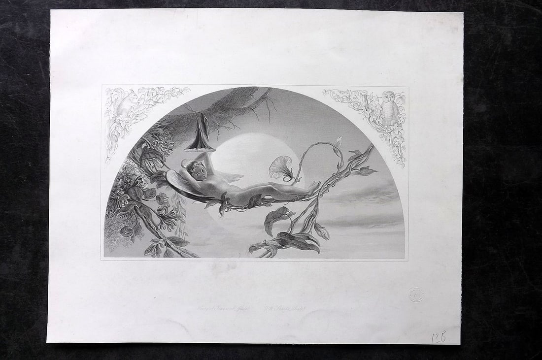 Art Union C1850 Folio Print. Ariel The Tempest after Townsend (1 of 2)