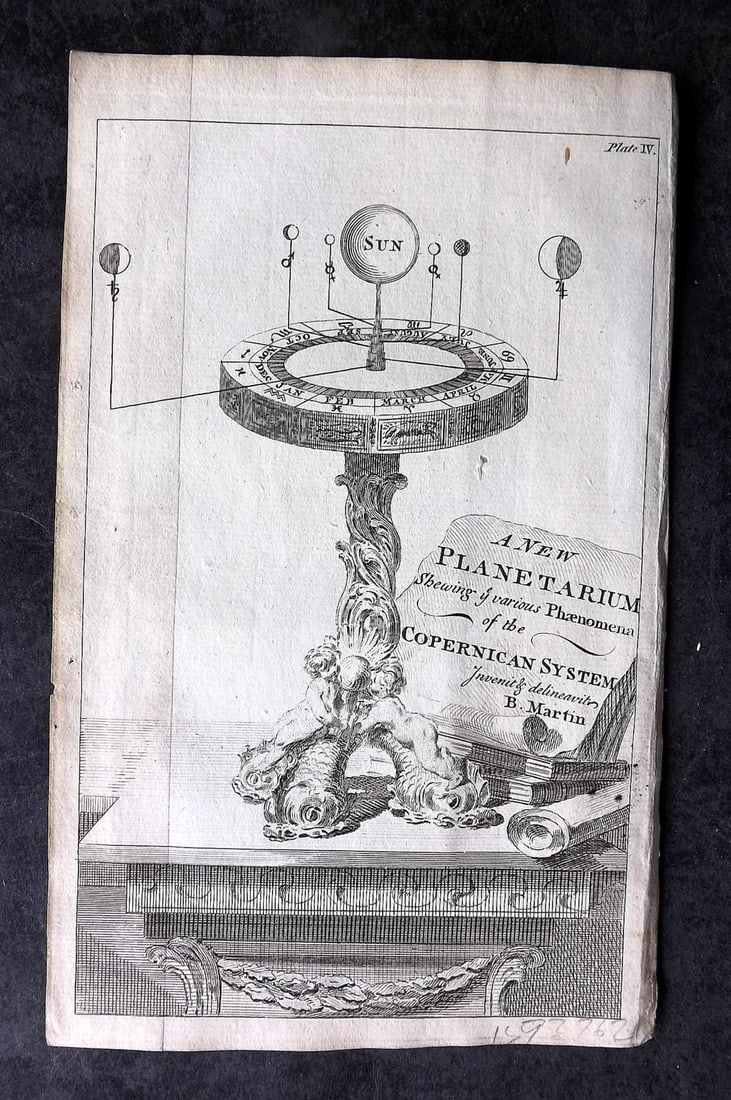 Martin, Benjamin 1759 Astronomy Print. A New Planetarium. Copernican System: Copper Plate Published 1759, London for "The Young Gentleman and Lady's Philosophy... by Benjamin Martin. Paper Size: 8 x 5 inch (21 x 13cm) Good Condition