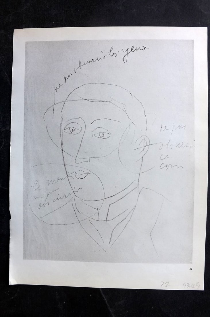 Matisse, Henri 1969 Folio Scarce Print. Drawing 39: Lithograph Published 1969, New York for "Henri Matisse. Drawings And Paper Cut-Outs" by Raoul Jean Moulin. Paper Size: 12 x 9 inch (30.5 x 23cm) Good Condition
