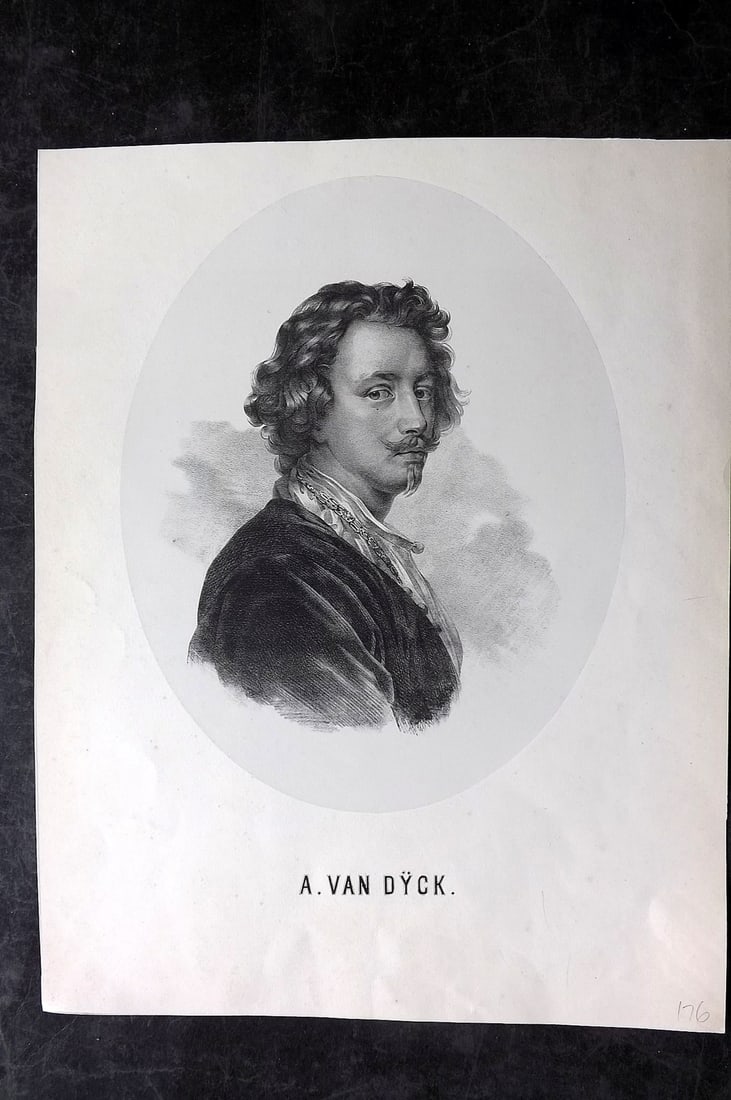 Portrait C1840 Folio Lithograph. Anthony van Dyck: Folio Lithograph on India Wove Paper Published C1840, Europe. Paper Size: 16.5 x 12.5 inch (42 x 32cm) Good Condition