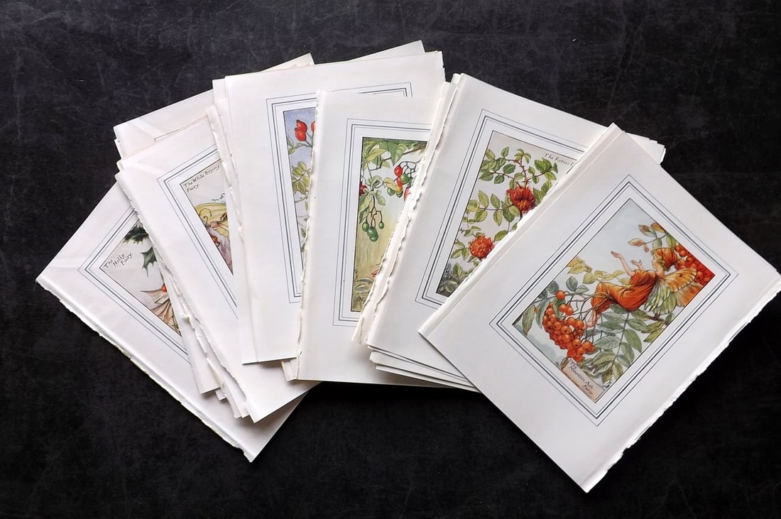 Barker, Cicely Mary C1940 Lot of 24 Flower-Fairy Prints: Lithographs Published C1935-45 by Blackie & Son, London & Glasgow for the "Flower-Fairies" Series by Cicely Mary Barker. Slightly Larger images/paper than usual from "The Book of the Flower Fairies" R
