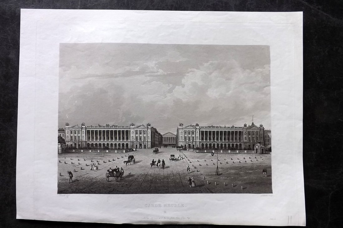 Gavard, Charles C1845 Folio Print. Garde Meuble, Paris: Large Folio Aquatint Published C1845, Paris for "Collection des Principales vues de Paris. Dessinees par Gavard avec la Diagraphe et gravees par les meilleurs artistes" by Charles Gavard. Engraved Fri