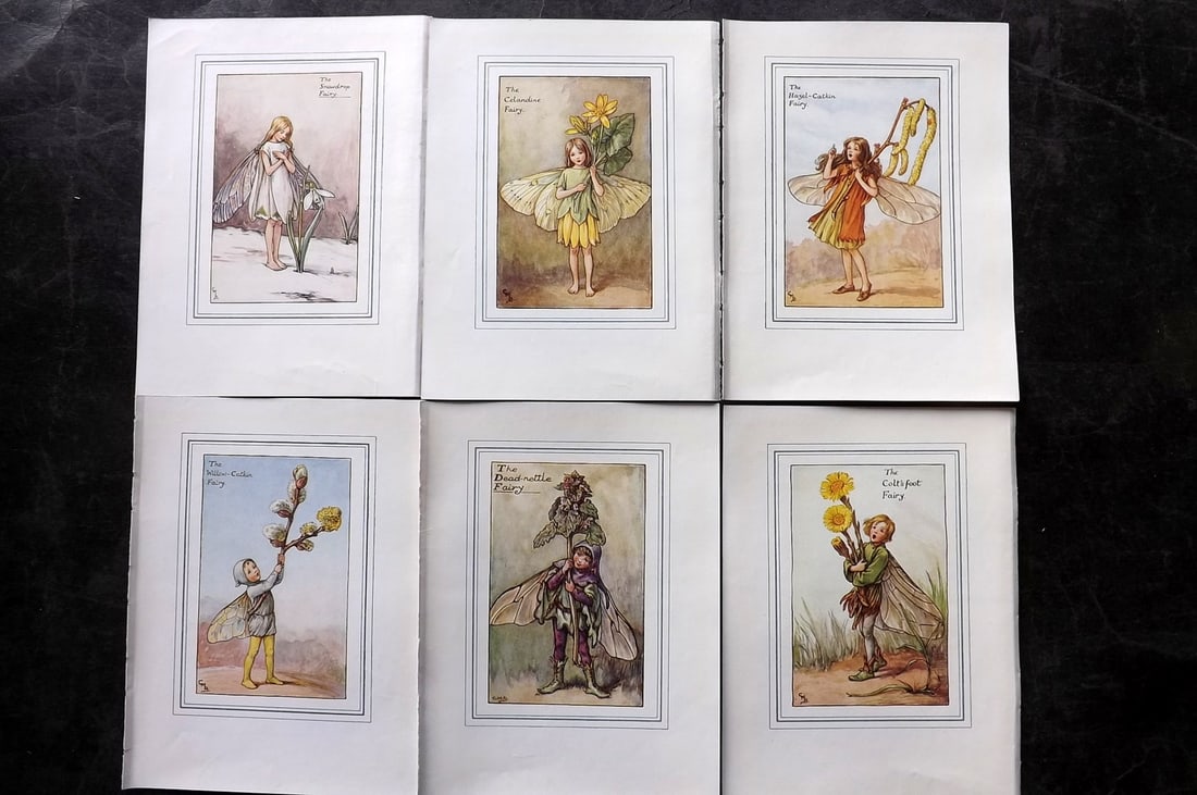 Barker, Cicely Mary C1940 Lot of 6 Flower-Fairy Prints: Lithographs Published C1935-45 by Blackie & Son, London & Glasgow for the "Flower-Fairies" Series by Cicely Mary Barker. Slightly Larger images/paper than usual from "The Book of the Flower Fairies" R