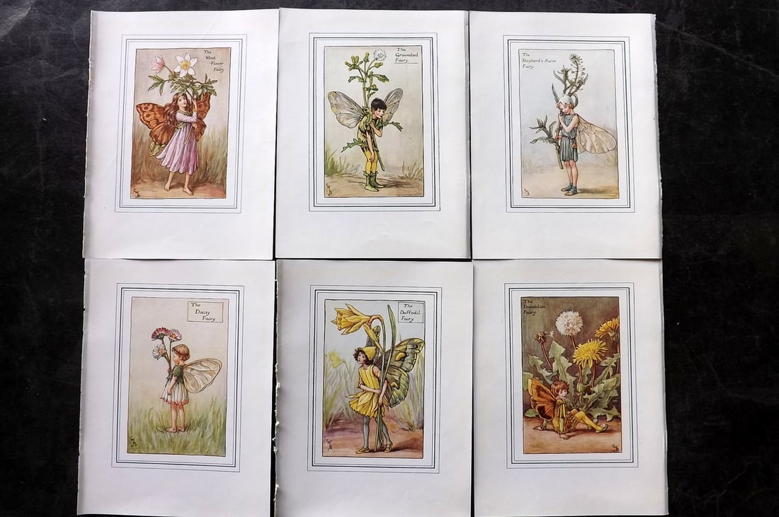 Barker, Cicely Mary C1940 Lot of 6 Flower-Fairy Prints: Lithographs Published C1935-45 by Blackie & Son, London & Glasgow for the "Flower-Fairies" Series by Cicely Mary Barker. Slightly Larger images/paper than usual from "The Book of the Flower Fairies" R