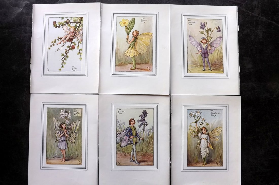 Barker, Cicely Mary C1940 Lot of 6 Flower-Fairy Prints: Lithographs Published C1935-45 by Blackie & Son, London & Glasgow for the "Flower-Fairies" Series by Cicely Mary Barker. Slightly Larger images/paper than usual from "The Book of the Flower Fairies" R