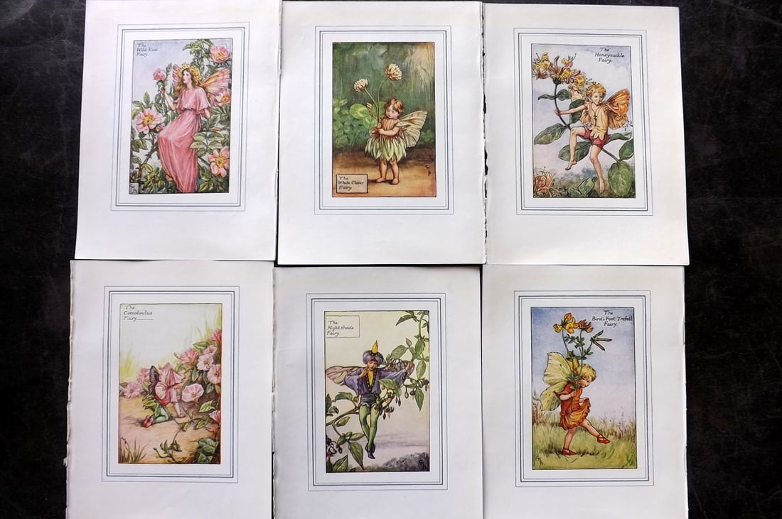 Barker, Cicely Mary C1940 Lot of 6 Flower-Fairy Prints: Lithographs Published C1935-45 by Blackie & Son, London & Glasgow for the "Flower-Fairies" Series by Cicely Mary Barker. Slightly Larger images/paper than usual from "The Book of the Flower Fairies" R