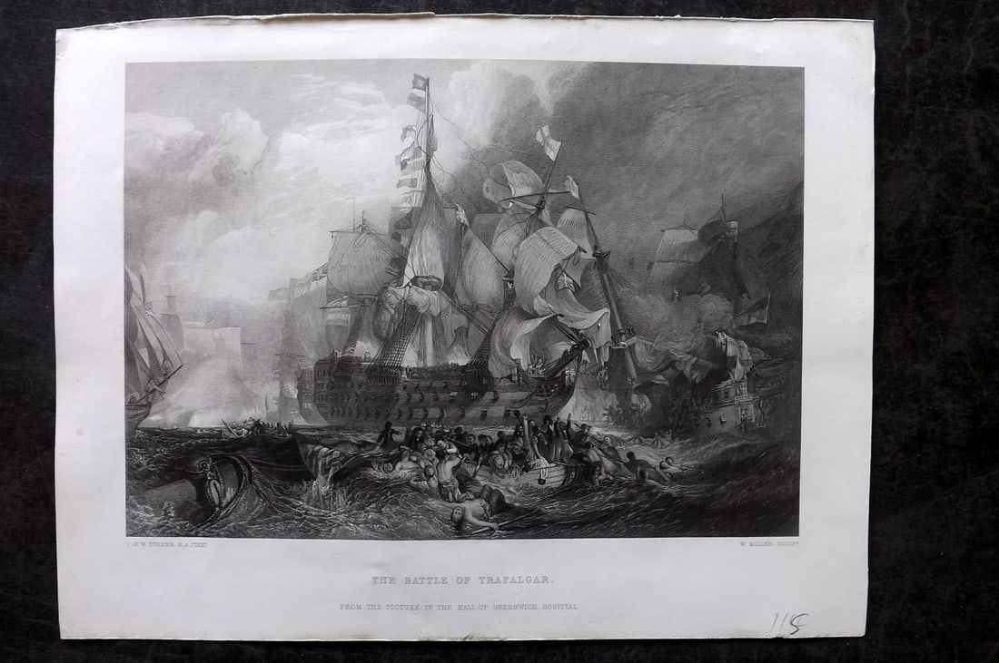 Art Journal C1850 Naval Ship Print. Battle of Trafalgar. Nelson (1 of 1)