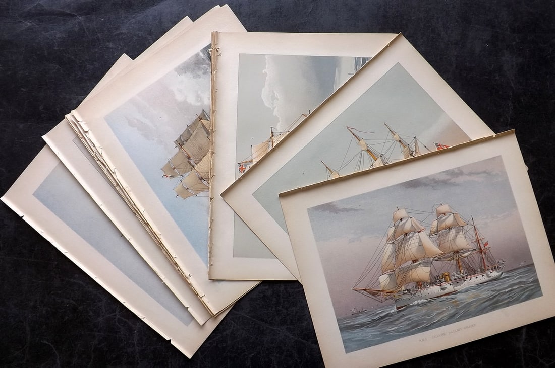 H.M. Navy 1893 Lot of 12 Antique Ship Prints (1 of 7)