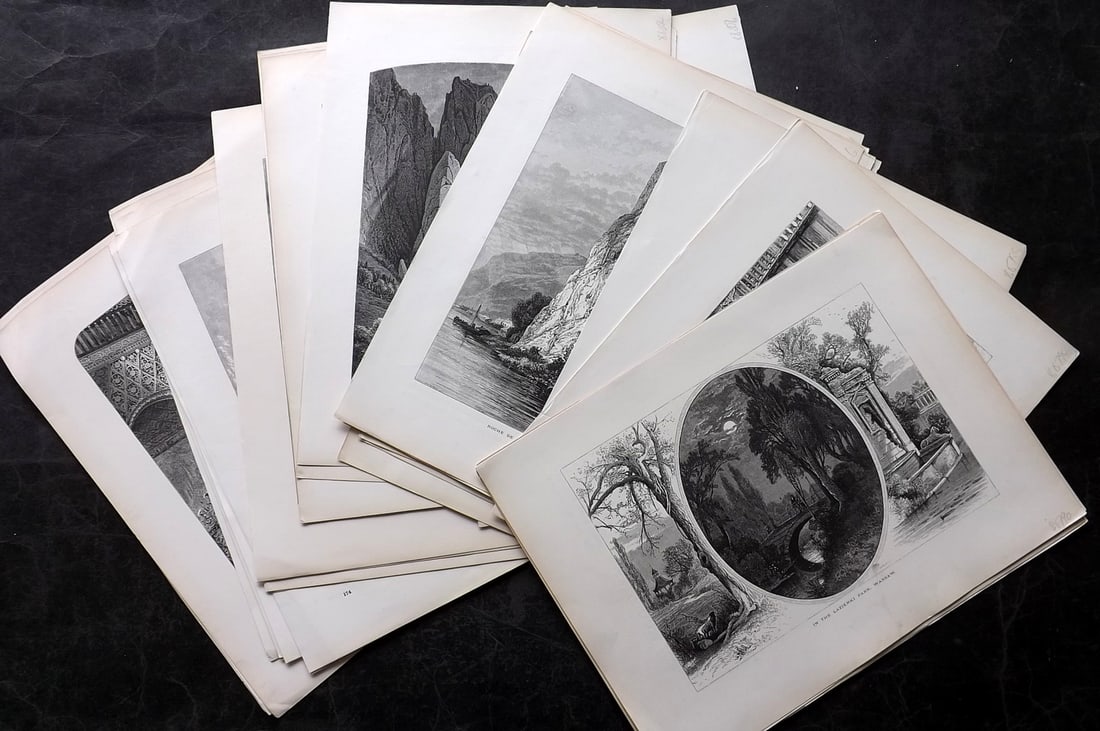 Picturesque Europe C1875 Lot of 34 Full Page Wood Engraved Views: Incl Switzerland, Poland, Russia, Spain, France, Italy, Austria, and Belgium. Wood Engravings Published C1875 by Cassell or Appleton, London or New York for "Picturesque Europe" Edited by Bayard Taylo