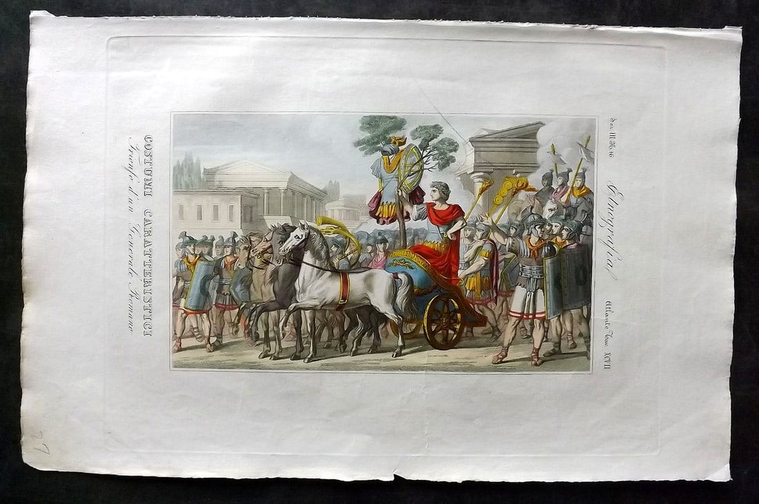Marmocchi, F. C. 1845 Folio HCol Print. Roman Chariot 97 (1 of 2)