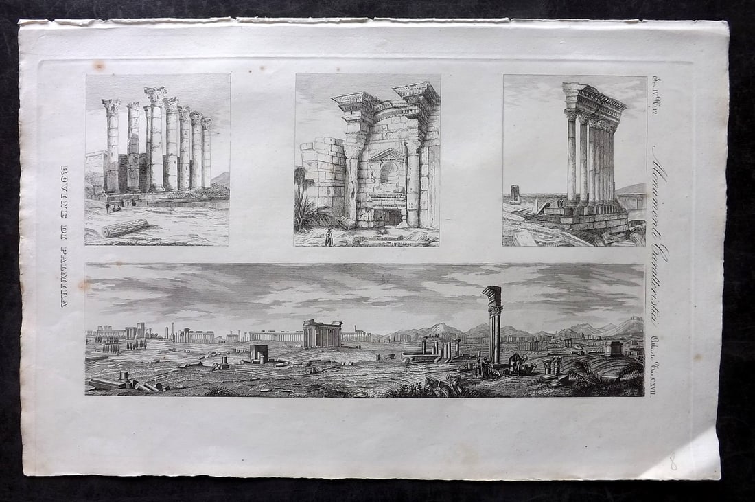 Marmocchi, F. C. 1845 Folio Print. Palmyra, Syria (1 of 2)
