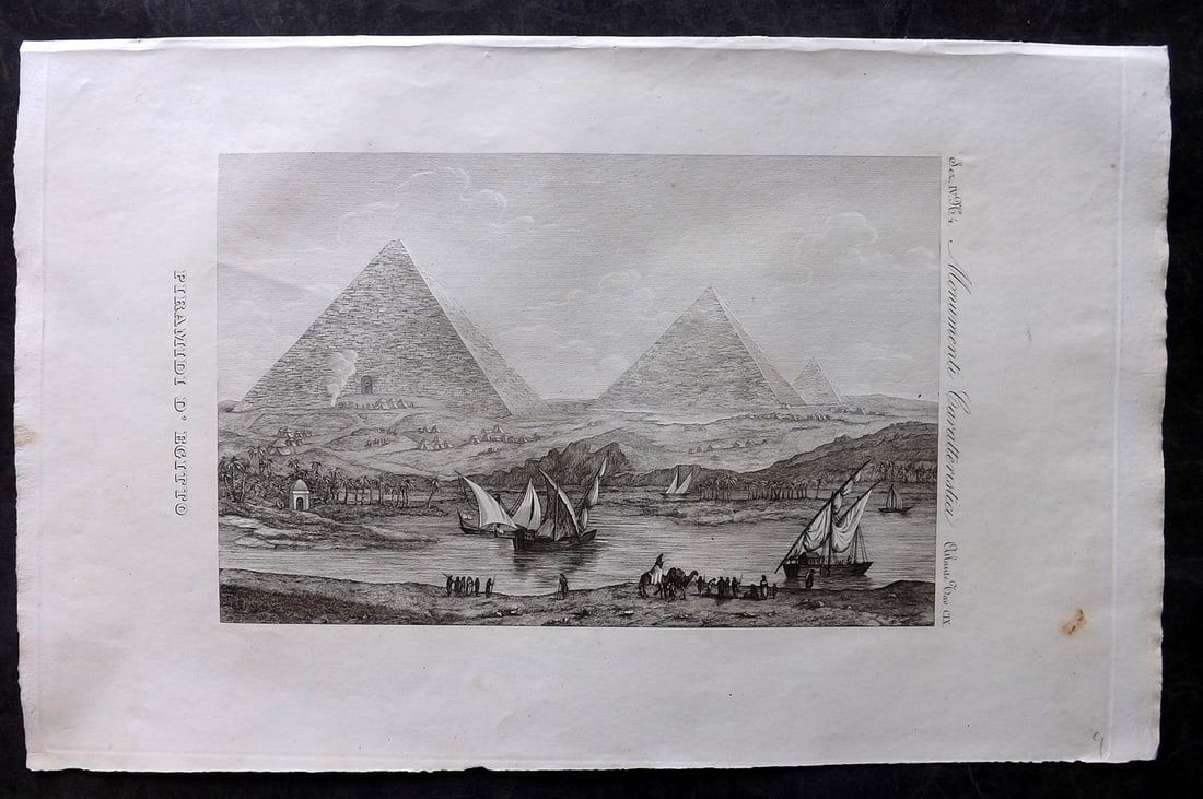 Marmocchi, F. C. 1845 Folio Print. Pyramids of Egypt (1 of 2)