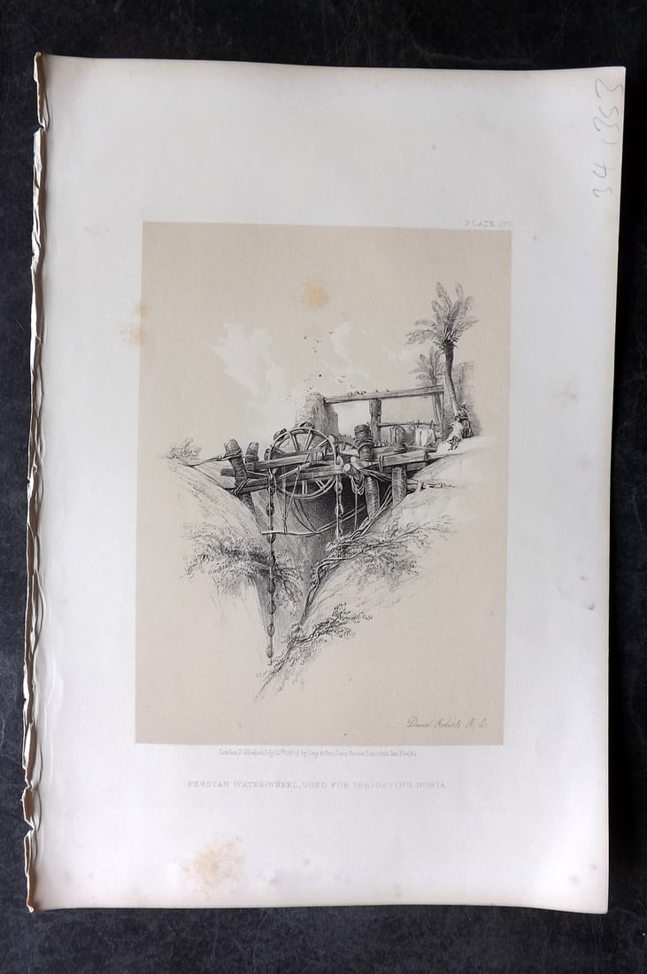 Roberts, David 1856 Print. Persian Water Wheel used for irrigating 177 (1 of 1)