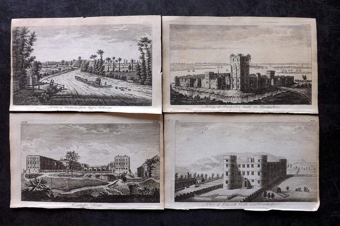 UK 1777 Lot of 4 Antique Prints. British Copper Plate Views (1 of 2)