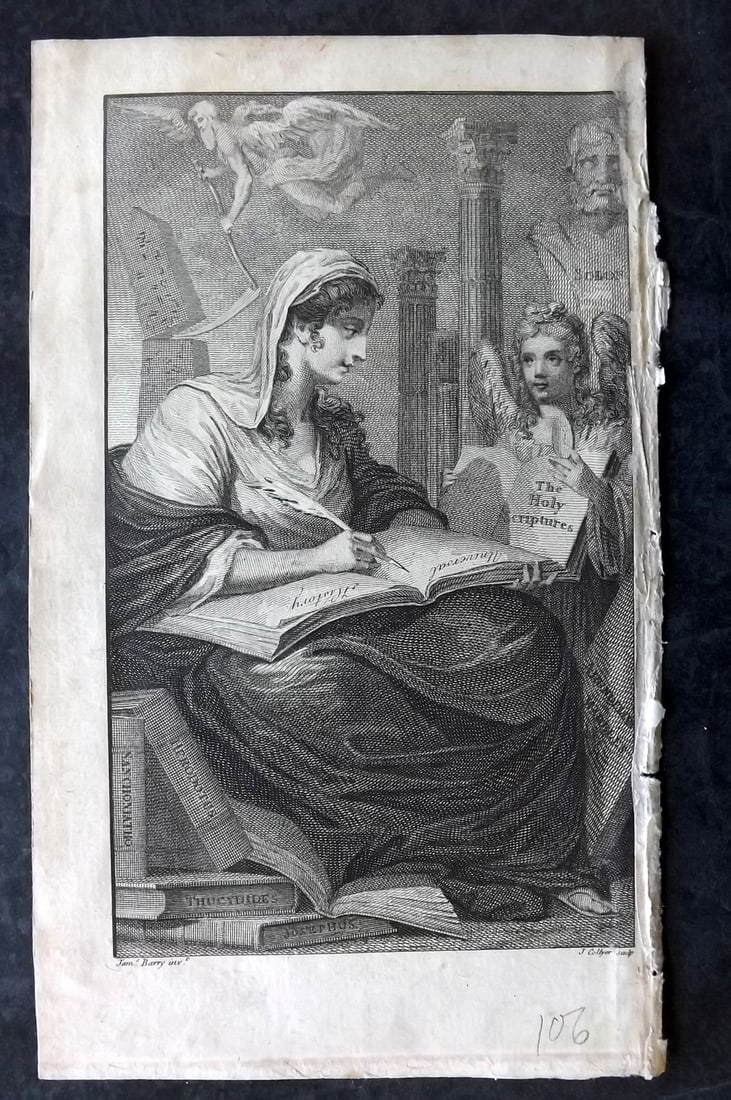 Sale & Psalmanazar 1779 Print. Classical Frontispiece: Copper Plate Published 1779, London for "An Universal history, from the earliest account of time..." by George Sale, George Psalmanazar et al. Paper Size: 8 x 5 inch (21 x 13cm) Good Condition