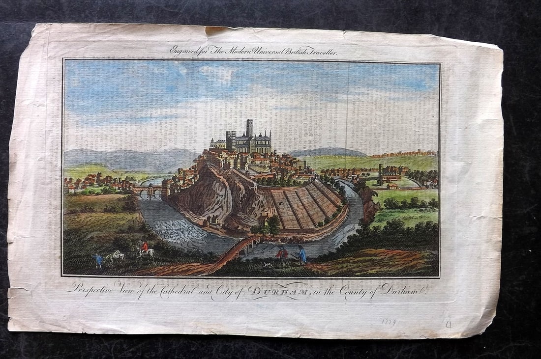 Burlington, Charles 1779 Folio Hand Col Print. Durham: Folio Copper Plate Published 1779 by J. Cooke, London for "The Modern Universal British Traveller or, a New, Complete, and Accurate tour Through England, Wales, Scotland, and the Neighbouring Islands"
