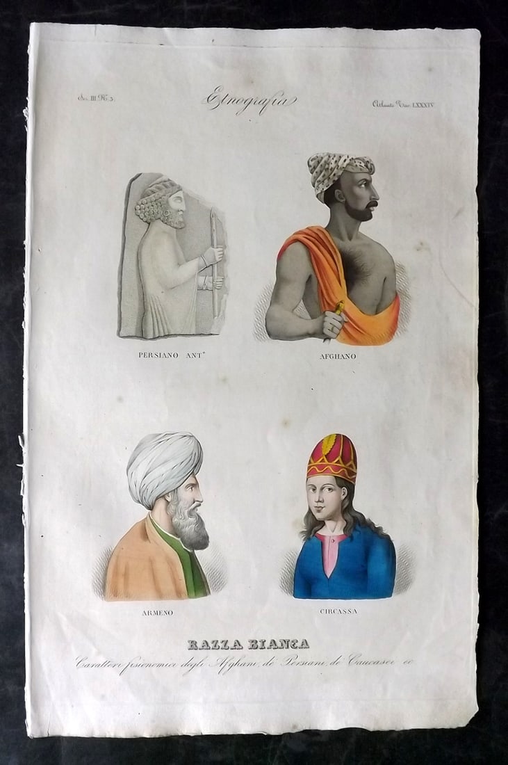 Marmocchi, F. C. 1845 Folio HCol Print. Ethnic - Persia, Afghan, Armenia, Circassia 84 (1 of 2)