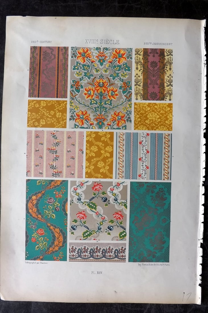 Racinet, Auguste 1871 Folio Architecture Print. 18th Century Design (1 of 2)