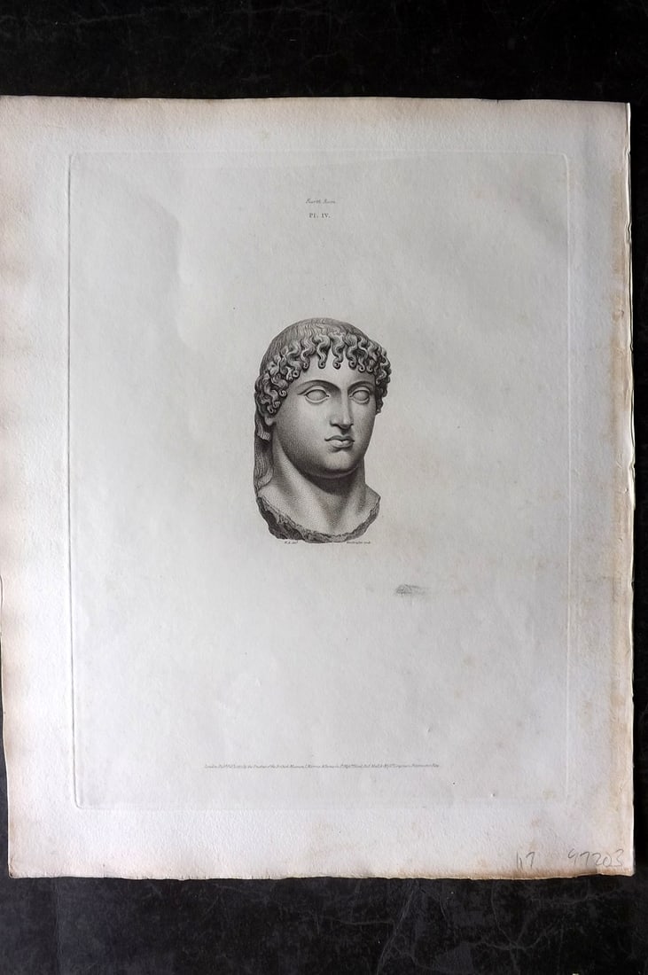 BM Marbles 1818 Folio Statue Print. Head of Apollo 04 (1 of 1)