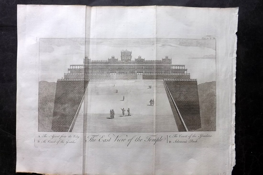Goadby (Pub) 1770 LG Folio Religious Print. East View of Solomon's Temple (1 of 2)