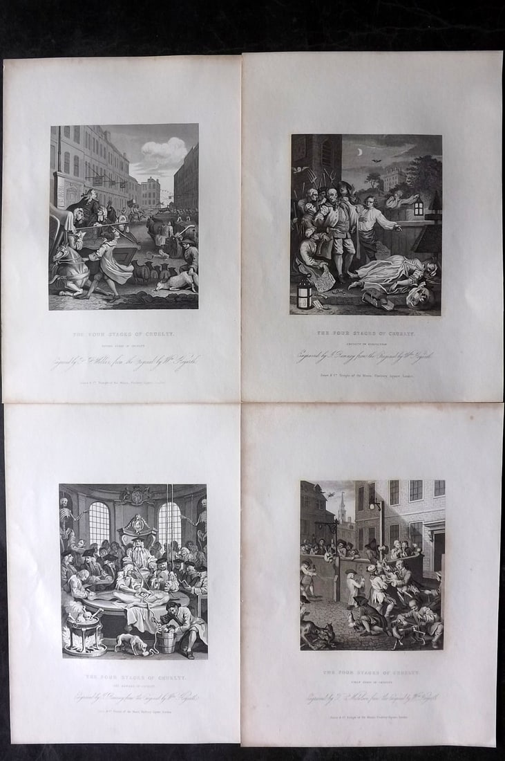 Hogarth, William 1833 Set of 4 Prints. Four Stages of Cruelty (1 of 2)