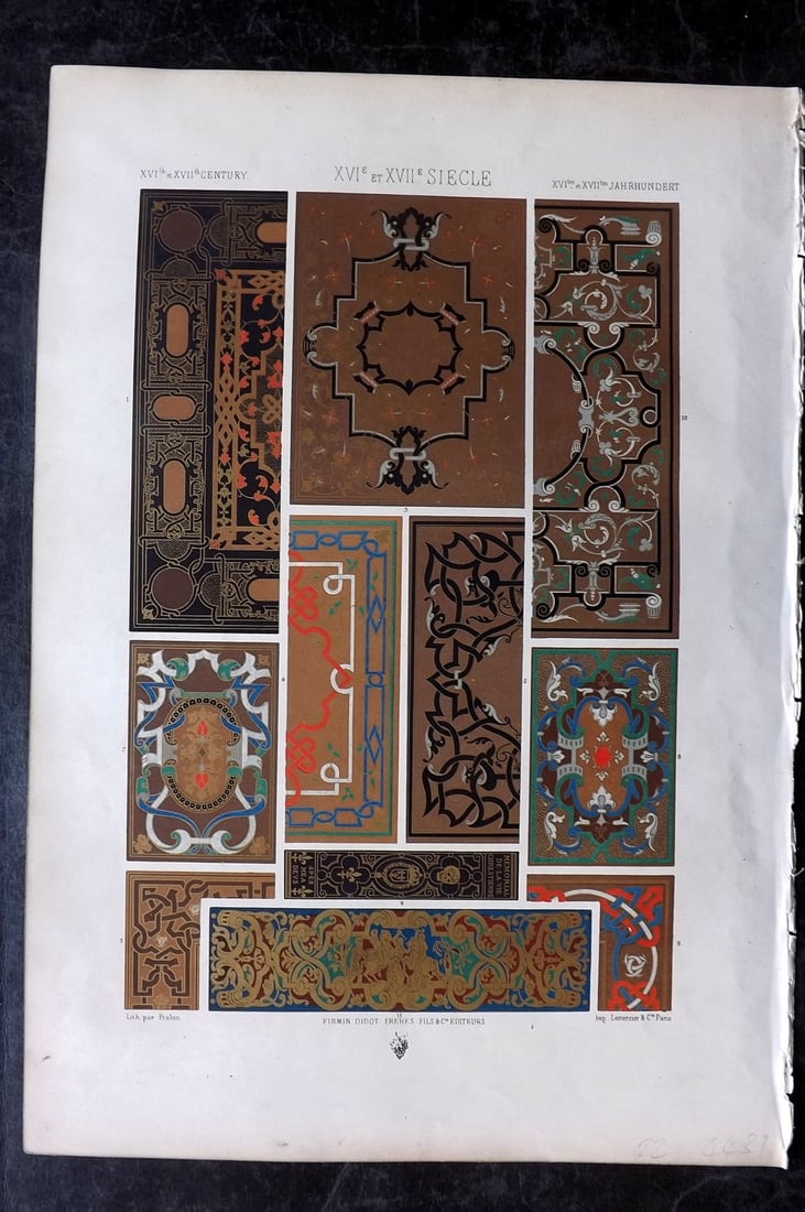 Racinet, Auguste 1871 Folio Architecture Print. 16th & 17th Century (1 of 2)