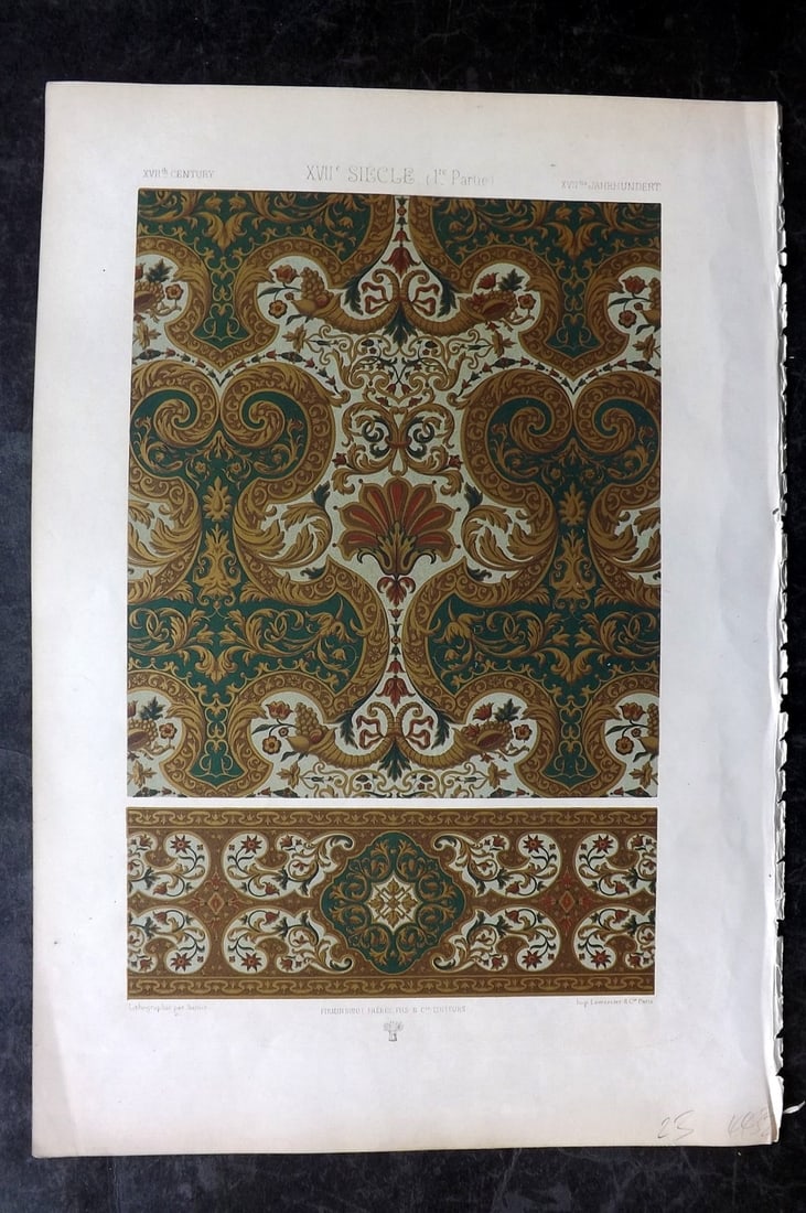 Racinet, Auguste 1871 Folio Architecture Print. 17th Century (1 of 2)