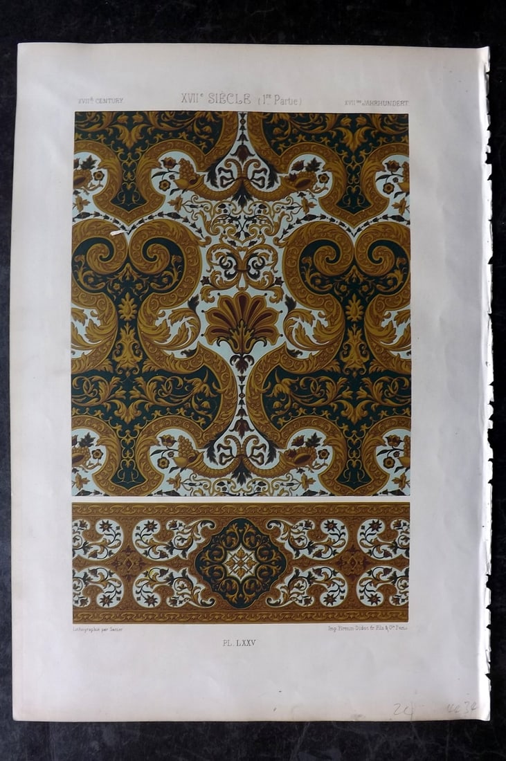 Racinet, Auguste 1871 Folio Architecture Print. 17th Century 75 (1 of 2)