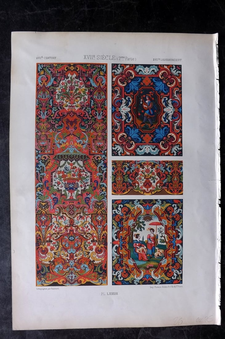 Racinet, Auguste 1871 Folio Architecture Print. 17th Century 83 (1 of 2)