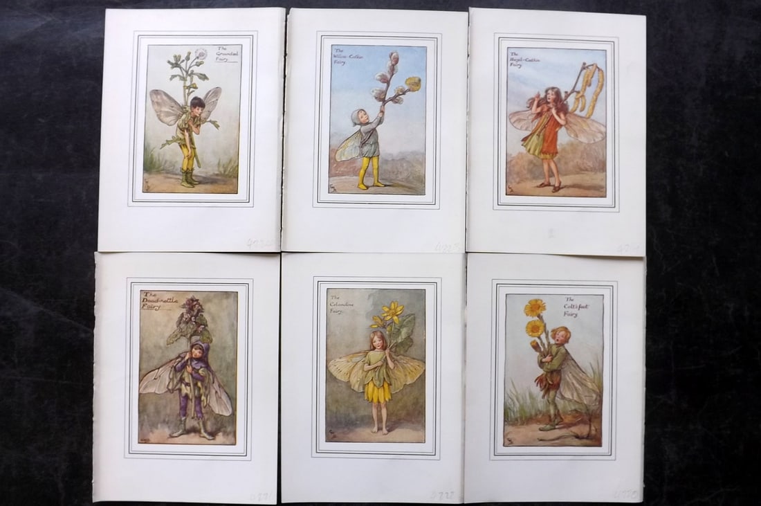 Barker, Cicely Mary C1940 Lot of 6 Flower-Fairy Prints: Lithographs Published C1935-45 by Blackie & Son, London & Glasgow for the "Flower-Fairies" Series by Cicely Mary Barker. Slightly Larger images/paper than usual from "The Book of the Flower Fairies" R