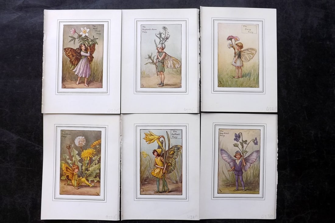 Barker, Cicely Mary C1940 Lot of 6 Flower-Fairy Prints: Lithographs Published C1935-45 by Blackie & Son, London & Glasgow for the "Flower-Fairies" Series by Cicely Mary Barker. Slightly Larger images/paper than usual from "The Book of the Flower Fairies" R
