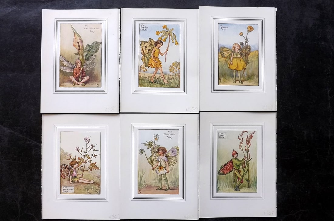 Barker, Cicely Mary C1940 Lot of 6 Flower-Fairy Prints: Lithographs Published C1935-45 by Blackie & Son, London & Glasgow for the "Flower-Fairies" Series by Cicely Mary Barker. Slightly Larger images/paper than usual from "The Book of the Flower Fairies" R
