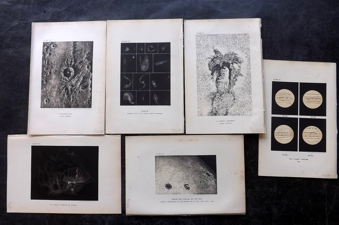 Ball, Robert Stawell C1900 Lot of 6 Astronomy Prints: Lithographs Published 1893-1913, London for "The Story of the Heavens" by Sir Robert Stawell Ball. Paper Size: 9 x 6 inch (23 x 15cm) Good condition