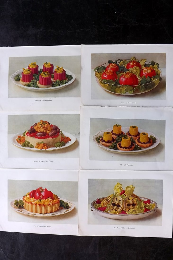 Fairclough, M. A. C1940 Lot of 6 Vintage Food Prints: Offset Lithograph Published C1940, London for "The Ideal Cookery Book" M. A. Fairclough. Paper Size: 10 x 7 inch (25 x 18cm) Good Condition