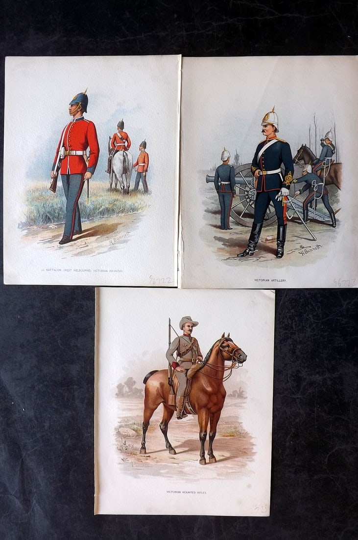Richards, Walter 1890 Lot of 3 Military Prints - Australia (1 of 2)