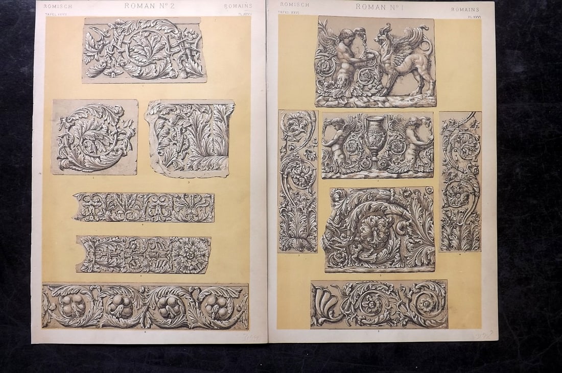 Jones, Owen 1910 Pair Architectural Design Prints. Roman (1 of 2)