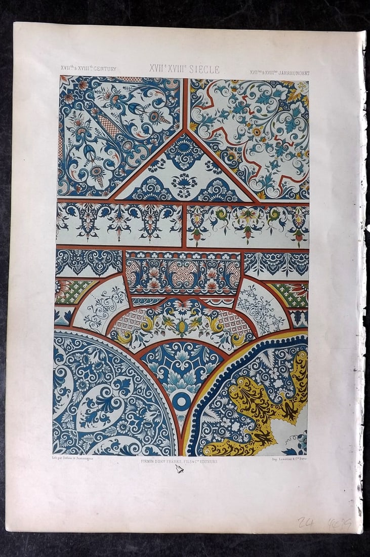 Racinet, Auguste 1871 Folio Architecture Print. 17th & 18th Century (1 of 2)