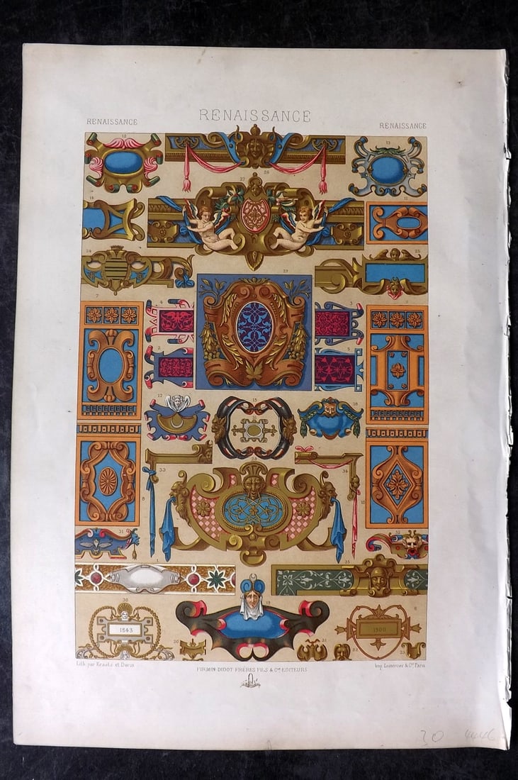 Racinet, Auguste 1871 Folio Architecture Print. Renaissance (1 of 2)