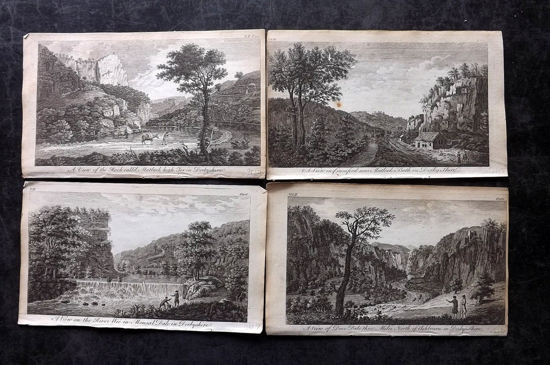 UK 1777 Lot of 4 Antique Prints. British Copper Plate Views: Copper Plate Published 1776-77, London for "A New Display of the Beauties of England" Paper Size: 8 x 5 inch (21 x 13cm) Good Condition